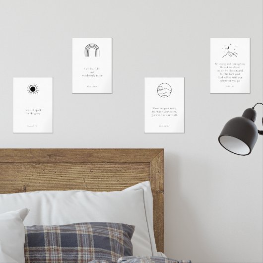 Boho minimal black kids bible verse Set 4 print (Schlafzimmer)