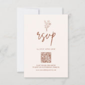 Boho Minimal Botanicals Terracotta QR Code Hochzei RSVP Karte (Vorderseite)