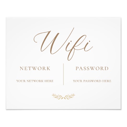 Boho Minimal Calligrafy Wifi Password Sign Fotodruck (Vorne)