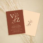 Boho Minimal Dark Terracotta Leaf Monogram Wedding Einladung<br><div class="desc">Diese elegante und minimale Hochzeitseinladung ist perfekt für die Sommer- und Frühjahrszeiten. Es zeichnet sich durch moderne Blattlinien-Kunst mit einfacher Monogramm-Typografie aus. Die Farbgebung umfasst dunkelterrakotbraun und cremig beige. Es ist modern, böhmisch, rustikal und einfach, das perfekte Design, um Ihre Gäste zu beeindrucken. ***WICHTIGE HINWEIS FÜR DESIGN: Für individuelle Designanfragen,...</div>
