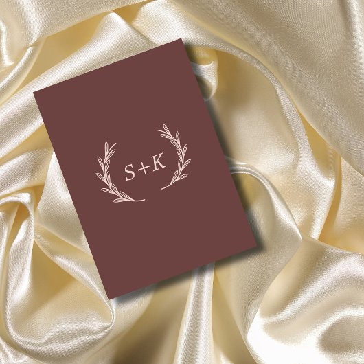 Boho minimal Elegance Leaf Monogramm Rustikale Hoc Einladung