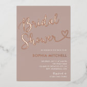 Boho Minimal Heart Script Terracotta Brautparty Folieneinladung (Vorderseite)