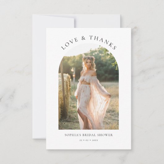 Boho Minimal Liebe & Danke Brautparty Foto (Vorderseite)