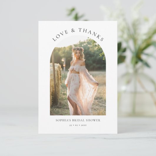 Boho Minimal Liebe & Danke Brautparty Foto (Stehend Vorderseite)