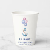 Boho Minimal Nautical Anchor Balloon Babydusche Pappbecher (Rückseite)