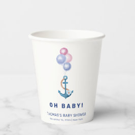 Boho Minimal Nautical Anchor Balloon Babydusche Pappbecher