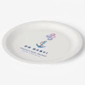 Boho Minimal Nautical Anchor Balloon Babydusche Pappteller (Schrägansicht)