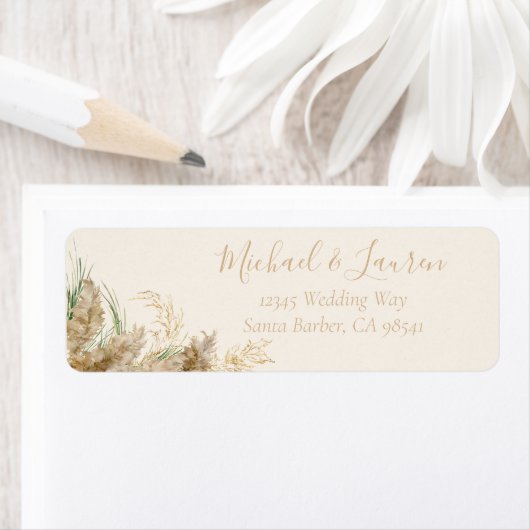 Boho Minimal Pampas Grass Creme Label (Insitu)