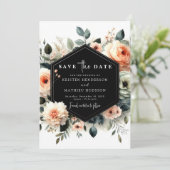 Boho Minimal Peach Wedding Save The Date (Stehend Vorderseite)