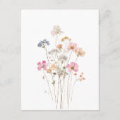 Boho-Minimal-Press-Wildblumen-Botanische-Hochzeit Begleitkarte (Rückseite)