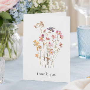 Boho-Minimal-Press-Wildblumen-Botanische-Hochzeit Dankeskarte