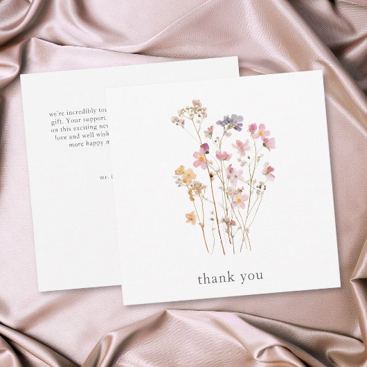 Boho-Minimal-Press-Wildblumen-Botanische-Hochzeit Dankeskarte