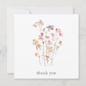 Boho-Minimal-Press-Wildblumen-Botanische-Hochzeit Dankeskarte (Vorderseite)