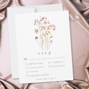 Boho-Minimal-Press-Wildblumen-Botanische-Hochzeit RSVP Karte
