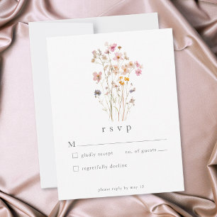 Boho-Minimal-Press-Wildblumen-Botanische-Hochzeit RSVP Karte