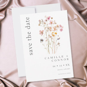 Boho-Minimal-Press-Wildblumen-Botanische-Hochzeit Save The Date