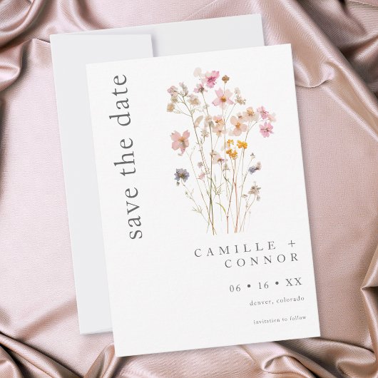 Boho-Minimal-Press-Wildblumen-Botanische-Hochzeit Save The Date