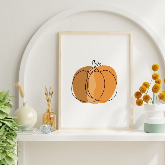 Boho Minimal Pumpkin Fall Poster
