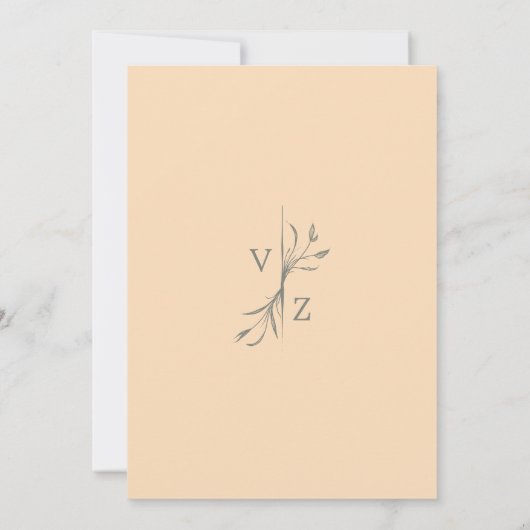 Boho Minimal Sage Green Leaf Monogram Wedding Einladung (Rückseite)