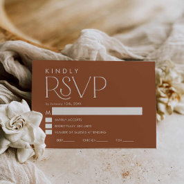 Boho Minimal Terracotta Wedding RSVP Card