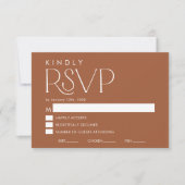 Boho Minimal Terracotta Wedding RSVP Card Karte (Vorderseite)