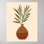 Boho-Minimal-Vase Botanisch Neutral Terrakotta Poster (Vorne)
