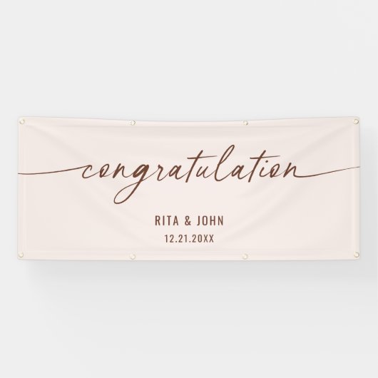 Boho Minimal Wedding Gratulationen Handwriting Banner (Horizontal)
