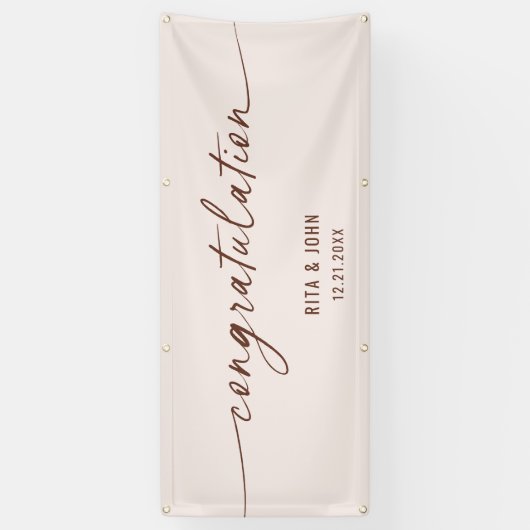 Boho Minimal Wedding Gratulationen Handwriting Banner (Vertikal)