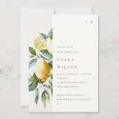 Boho Minimal Yellow Lemon Garden Brautparty Einladung (Vorderseite)