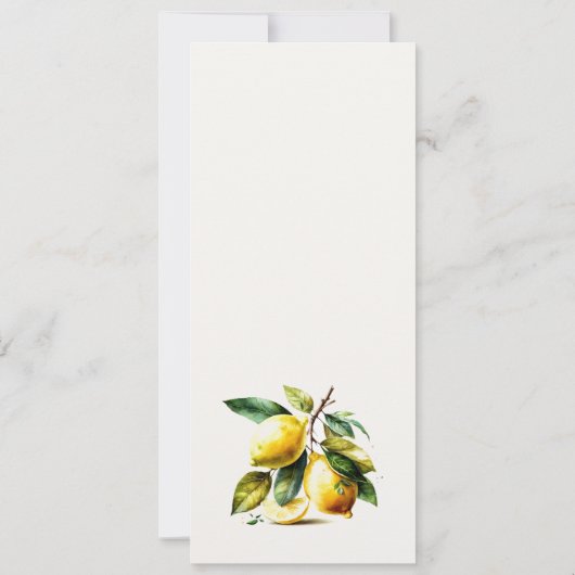 Boho Minimal Yellow Lemon Garden Verlobung Einladung (Rückseite)