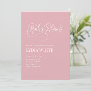 Boho-Minimalist-Baby-Shower-Rosa-Mädchen-Baby-Show Einladung