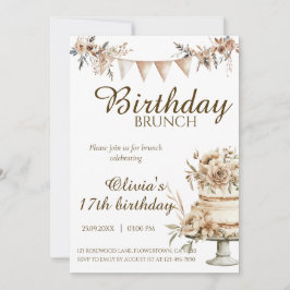 Boho minimalist birthday invitation, brunch invite einladung