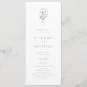 Boho-Minimalist Botanicals Salbei-Grün Hochzeit Programm (Vorderseite)