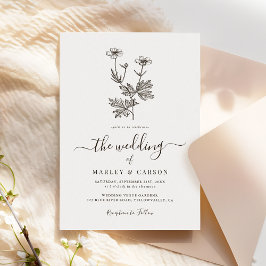 Boho Minimalist Botanicals Wildflower Wedding Einladung