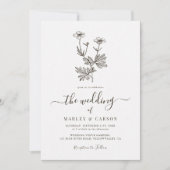 Boho-Minimalist-Botanik-Wildblumen-Hochzeit Einladung (Vorderseite)