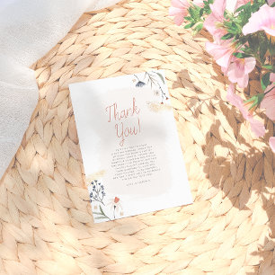 Boho-Minimalist-Bürstenstrich-Blumen-Brautparty Dankeskarte