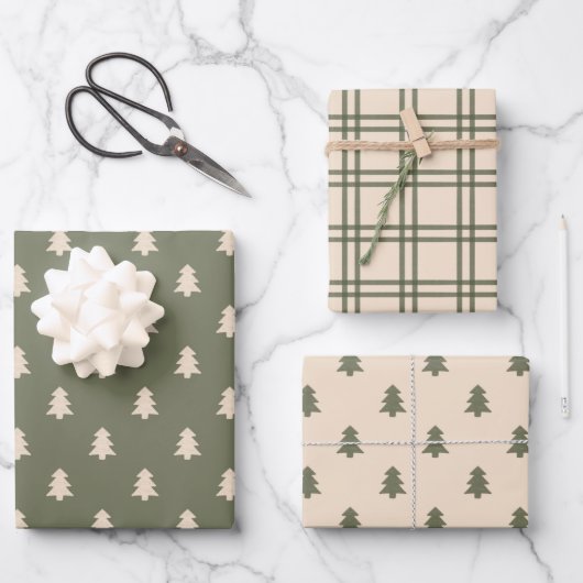 Boho Minimalist Christmas Winter Neutral Modern Geschenkpapier Set (Vorderseite)