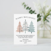 Boho Minimalist Hand Drawn Christmas Trees Feiertagspostkarte (Stehend Vorderseite)