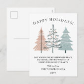 Boho Minimalist Hand Drawn Christmas Trees Feiertagspostkarte (Vorne/Hinten)