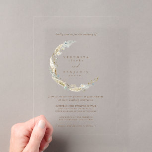 Boho-Minimalist Hochzeit in gedämpftem Blau und ge Acryleinladungen