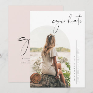Boho-Minimalist-Kalligrafie-Bogenfoto-Abschluss Einladung