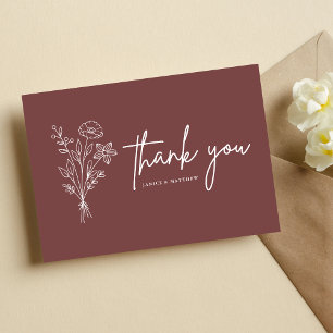 Boho-Minimalist Mauve Hochzeit Danke schön Postkarte