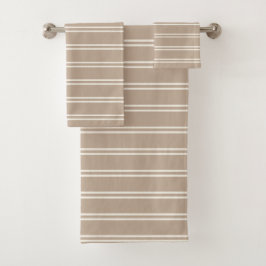 Boho-Minimalist Modern Neutral Streifen Taupe Badhandtuch Set