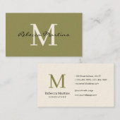 Boho minimalist monogram visitenkarte (Vorne/Hinten)
