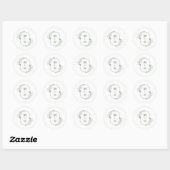 Boho-Minimalist-Monogramm Oliven Grün Hochzeit  Runder Aufkleber (Blatt)
