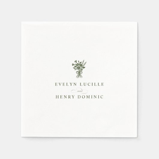 Boho Minimalist Olive Green Wedding Party Serviette (Vorderseite)