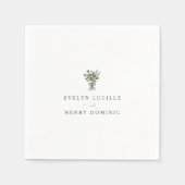 Boho-Minimalist Oliven-Grüne Hochzeitsfeier Serviette (Vorderseite)