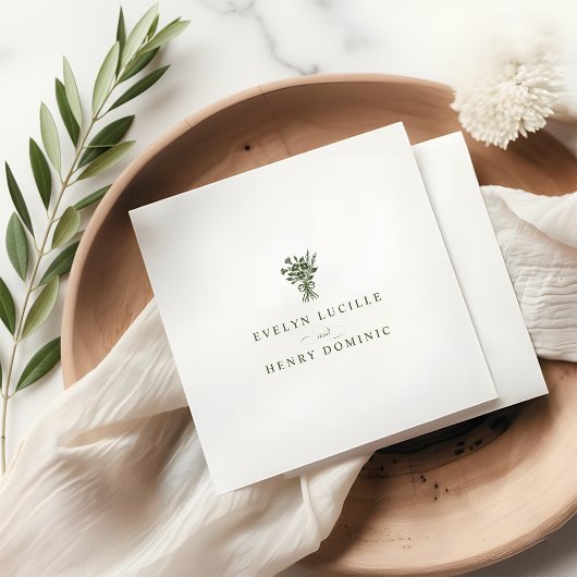 Boho-Minimalist Oliven-Grüne Hochzeitsfeier Serviette