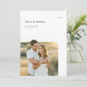 Boho Minimalist Photo Wedding Einladung (Stehend Vorderseite)