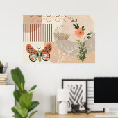 Boho-Minimalist-Poster in neutralen Farben Poster (Heimbüro)